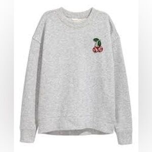 H&M Women's Sweatshirt Cherry Bling size small in grey